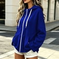 thumbnail image 6 of Hurxie Women's Full Zip Up Hoodie Long Sleeve Hooded Sweatshirts Pockets Jacket Coat for Women Blue,L, 6 of 7
