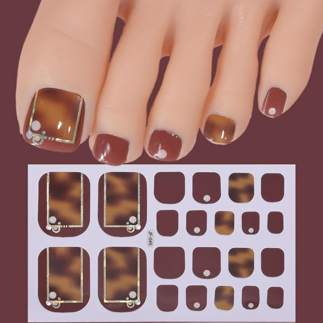 22PCS 3D Shiny Dopamine Color Toe Nail Stickers Cute Stickers Polish Gold Nail Stickers Nail