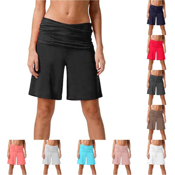 Gunia Plus Size Gym Shorts Women Lightweight Solid Blend Yoga Shorts Casual Fitness Womens Shorts Casual Black M