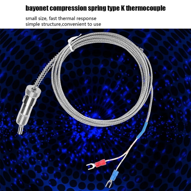 Cable de sensor de temperatura de termopar tipo K con resorte de compresión de bayoneta de 0 a 400 ℃ (3 m)