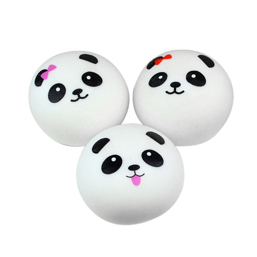 VCOSTORE 4 Pcs Squishy Panda Buns Pack with Phone Straps Slow Rising Squishies Panda Soft and Scented Squeeze Panda Ball Stress Relief for Adults Kids Gift Bag Fillers-Great Gift for Christmas