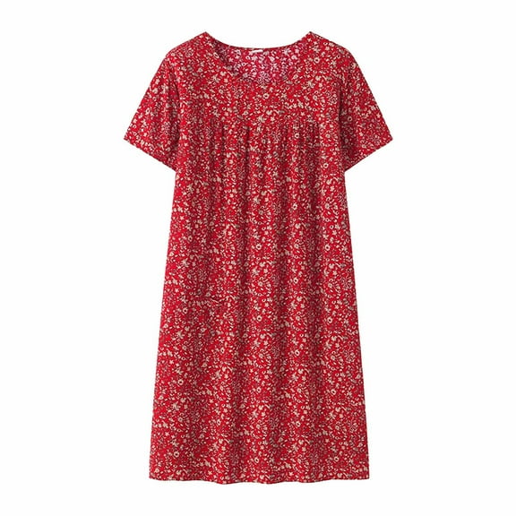 WCJM 2026 Clearance Print Pajama Night Shirts Women Nightgowns Elderly Sleepwear Plus Size Dress Green,One Size