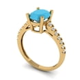 thumbnail image 2 of 2.21 ct Oval Cut Simulated Turquoise Solitaire with Simulated Diamond Accents 14K Yellow Gold Womens Engagement Ring, 2 of 7