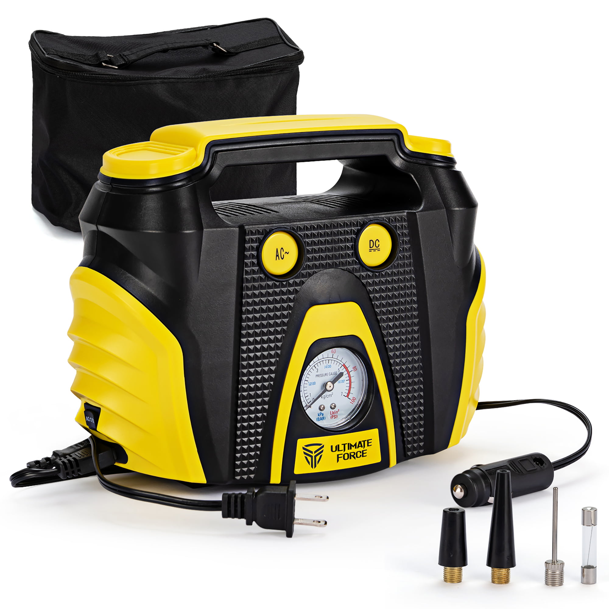 Details about   car tire inflator with gauge small air compressor portable air pump digital ACDC 