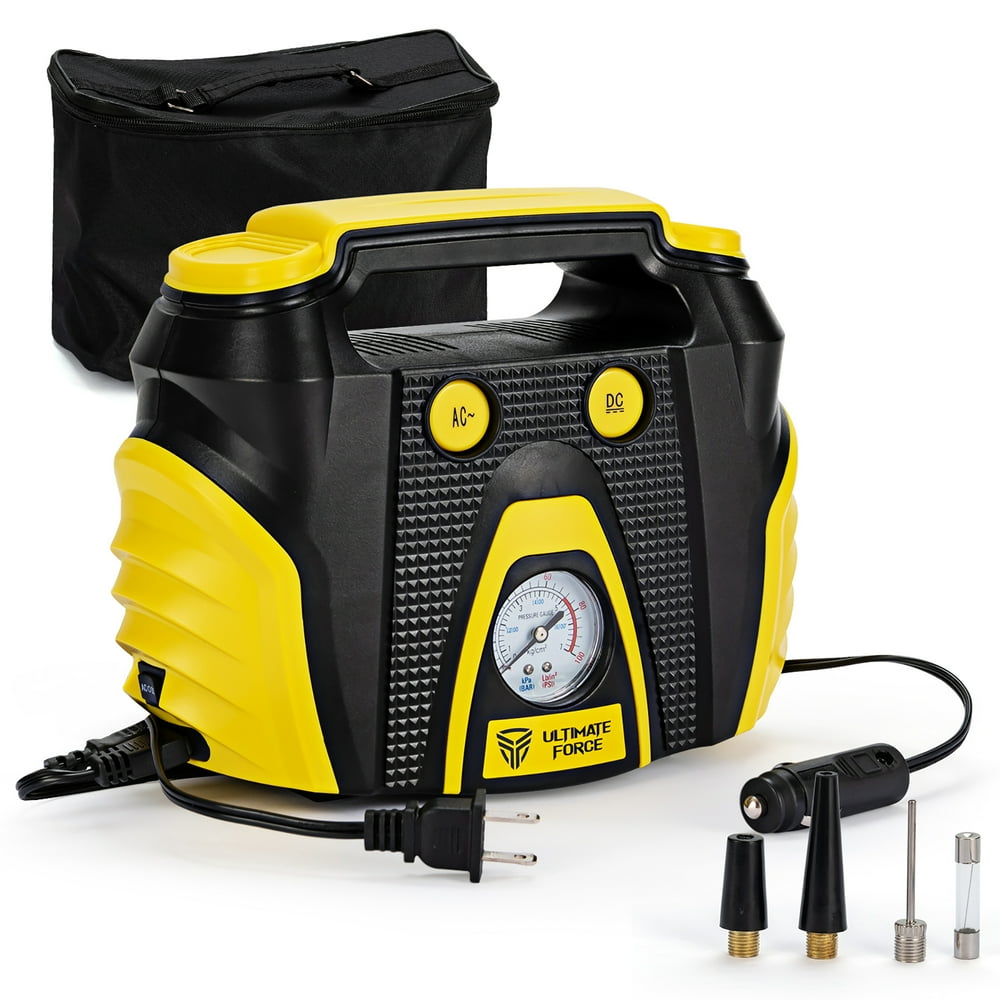 Portable Air Compressor Tire Inflator AC/DC Electric Pump w/ 3 Nozzle