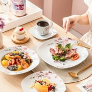 VEWEET 30-Piece Porcelain Dinnerware Sets, Ivory White Dinner Set, Service for 6