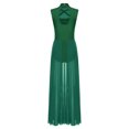thumbnail image 4 of renvena Costumes de Danse Lyrique pour Femmes Robe Maxi Sans Manches à Col Roulé Dos Nu en Tulle et Tulle Vert Foncé L, 4 of 5