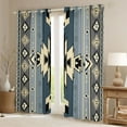 thumbnail image 2 of Homewish Southwestern Aztec Geometric Blackout Curtains Set of 2 (52x84 Each),Retro Rhombus Stripe Window Curtains,Gray Beige Teal Curtains and Drapes For Boys Kids,Microfiber Bedroom Decor, 2 of 6