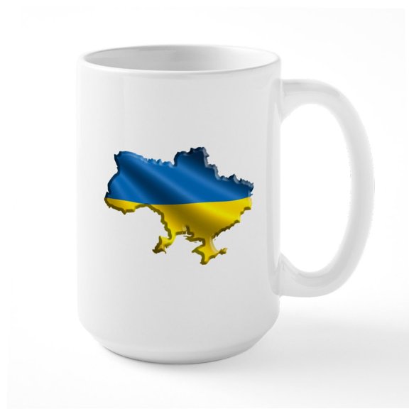CafePress - Ukraine Pride Love Ukrainian Flag Mugs - 15 oz Ceramic Large White Novelty Mug