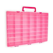 Aisle 3 Essentials Plastic Toy Storage Case for Mini Toys, Collectibles, Small Candy, Shopkins Toys, Hot Wheels Cars, LOL Dolls, Matchbox Cars, Adjustable Compartments, Adult Collectors (Pink)