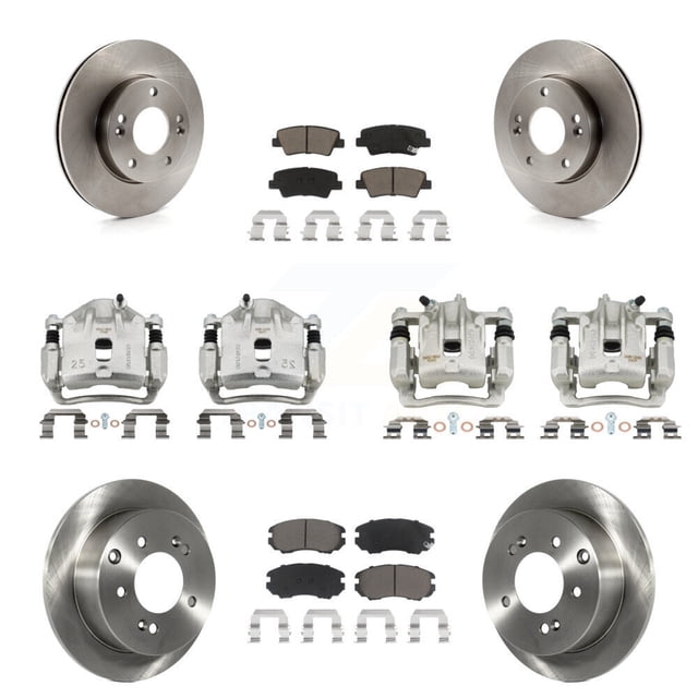 CMX Front Rear Disc Brake Caliper Rotors and Ceramic Pads Kit (10Pc) for Car 2010-2011 Kia Soul 1.6L KC8-101260C