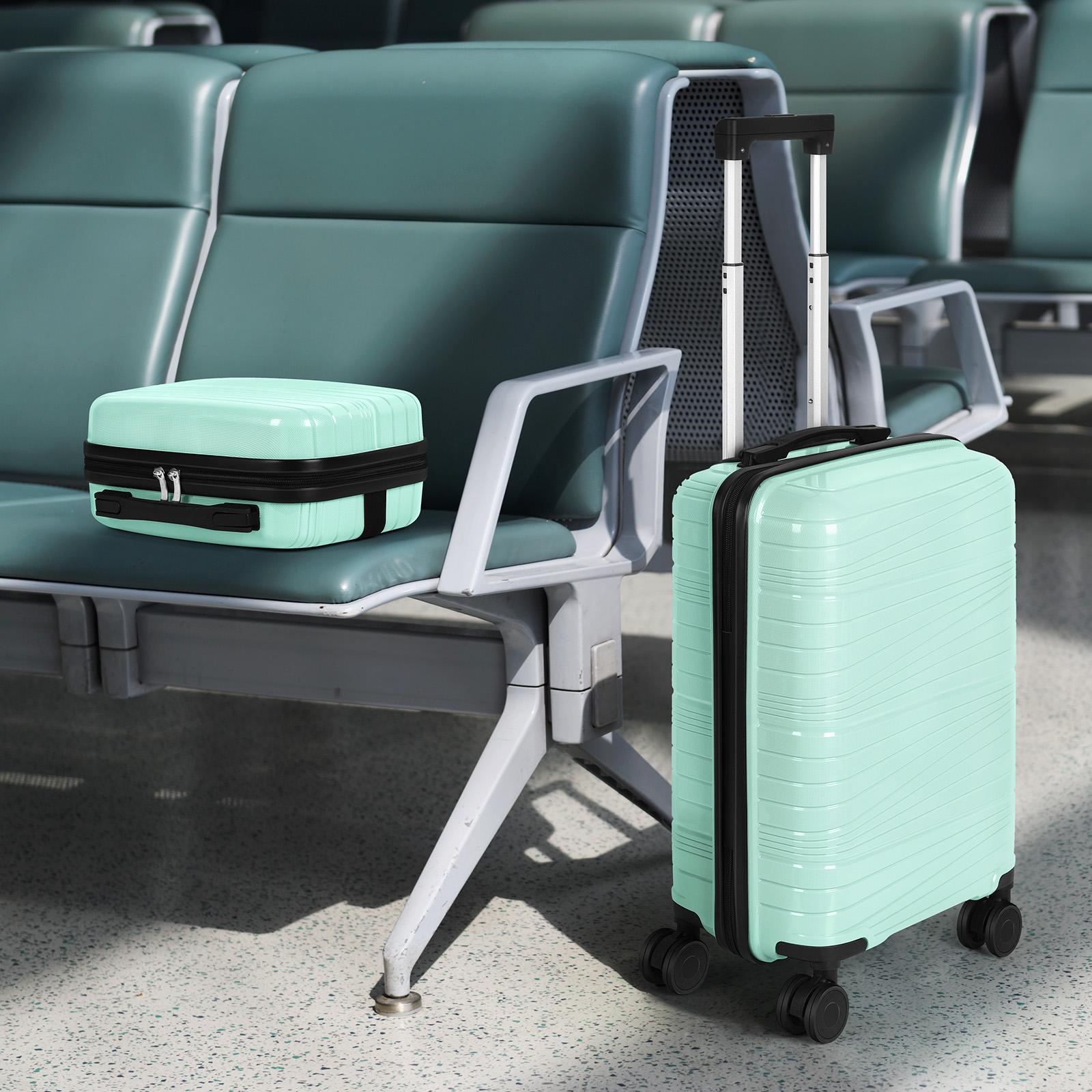 Travel Business Trip Slanted Stripe Luggage Set PP 2 Piece (14"+20") Blue
