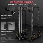 Mikolo Multi-Functional Squat Rack with LAT Pulldown System Exercise Power Cages, Metal Black