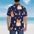thumbnail image 3 of Lsque Corgi Lying With Moons And Stars pattern Hawaiian Shirt for Men, Unisex Summer Beach Casual Short Sleeve Button Down Shirts-Large, 3 of 9