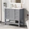 thumbnail image 2 of 36" Bathroom Vanity with Sink Combo, One Cabinet and Three Drawers, Solid and MDF Board, Grey, 2 of 9