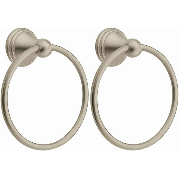 Moen DN8486BN Preston Collection Bathroom Hand Towel Ring, Spot Resist Brushed Nickel, 7 Inch