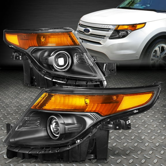 Nuvision for 11-15 Ford Explorer Projector Headlights Black Housing Amber Corner