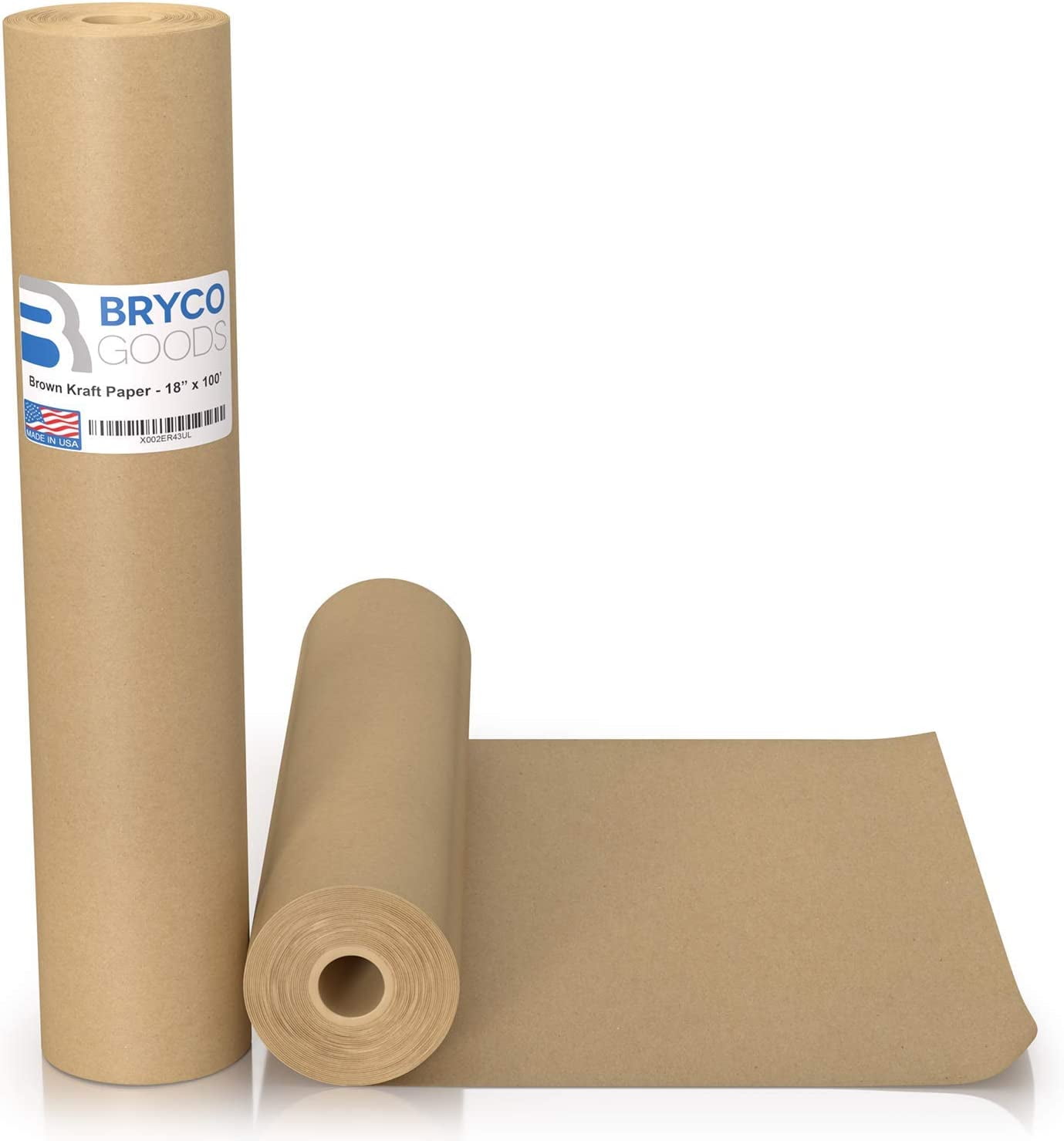 Bryco Goods Brown Kraft Paper Roll 18" x 1,200" (100') Made in The