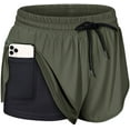 thumbnail image 1 of Women's Running Shorts 2-in-1 Double Layer Elastic Waistband Workout, 1 of 4