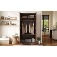 thumbnail image 4 of 2-Door Wooden Wardrobe Armoire with 3 Storage Shelves, Brown, 4 of 9