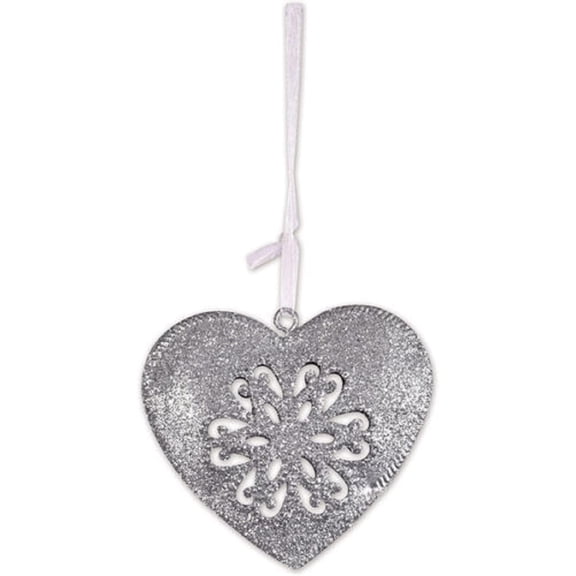 Sunset Vista Designs Heart Ornament, 5.5" Length, Silver