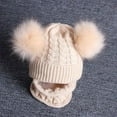 thumbnail image 2 of HESHENG Kid Child Baby Boys Girls Beanie Hat Cap Winter Warm Double Pom Pom Bobble Knit Hats Scraf Set 2PCS, 2 of 3