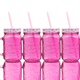 thumbnail image 4 of 12 Tarros De Vidrio Con Tapa Y Popote Rosa 470 Ml Vencort, 4 of 4