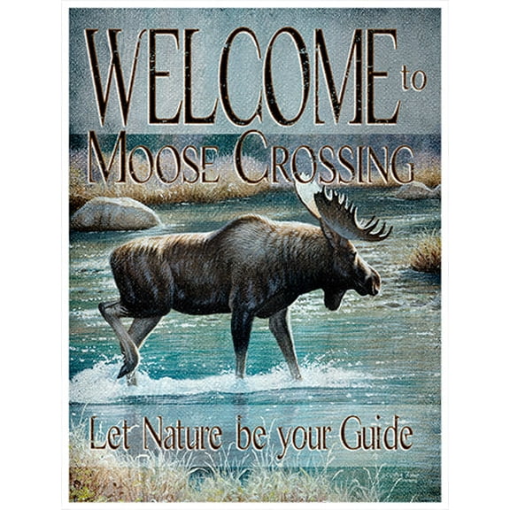 Welcome To Moose Crossing Novelty Sign | Indoor/Outdoor | Funny Home Décor for Garages, Living Rooms, Bedroom, Offices | SignMission personalized gift Wall Plaque Decoration