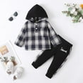 thumbnail image 3 of GYRATEDREAM Toddler Baby Boy Clothes Long Sleeve Tops Plaid Hoodie Sweatshirt + Sweatpants Little Boy Fall Winter Outfits Set 0-24 Months, 3 of 14