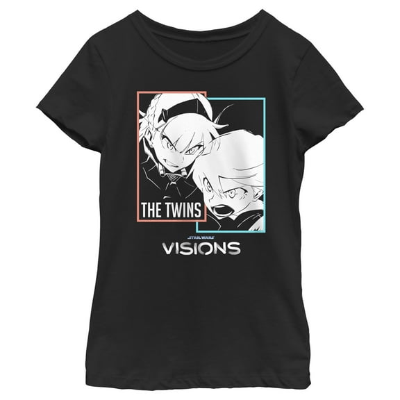 Girl's Star Wars: Visions The Twins Shout  Graphic Tee Black Large