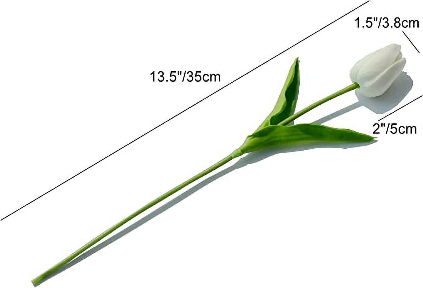 10 pcs White Flowers Artificial Tulip Silk Flowers 13.5" for Easter Day Home Kitchen Wedding Decorations
