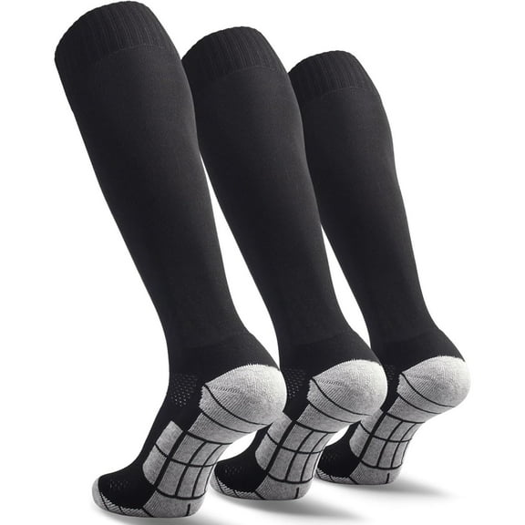 3 pairs Baseball Soccer Socks, Team Sport Knee High Socks for Adult, Multi-sport Tube Socks