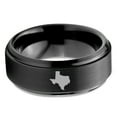 thumbnail image 2 of Tungsten Texas The Lone Star State Band Ring 8mm Men Women Comfort Fit Black Step Bevel Edge Brushed Polished, 2 of 4