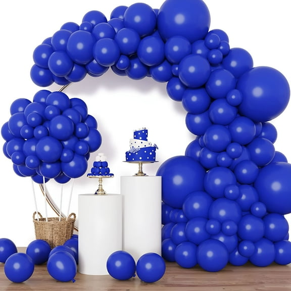 LAMIRO 129pcs Royal Blue Balloons Different Sizes 18 12 10 5 Inch for Garland Arch Kit,Blue Balloons for Birthday Party Graduation Baby Shower Baseball Nautical Party Decoration