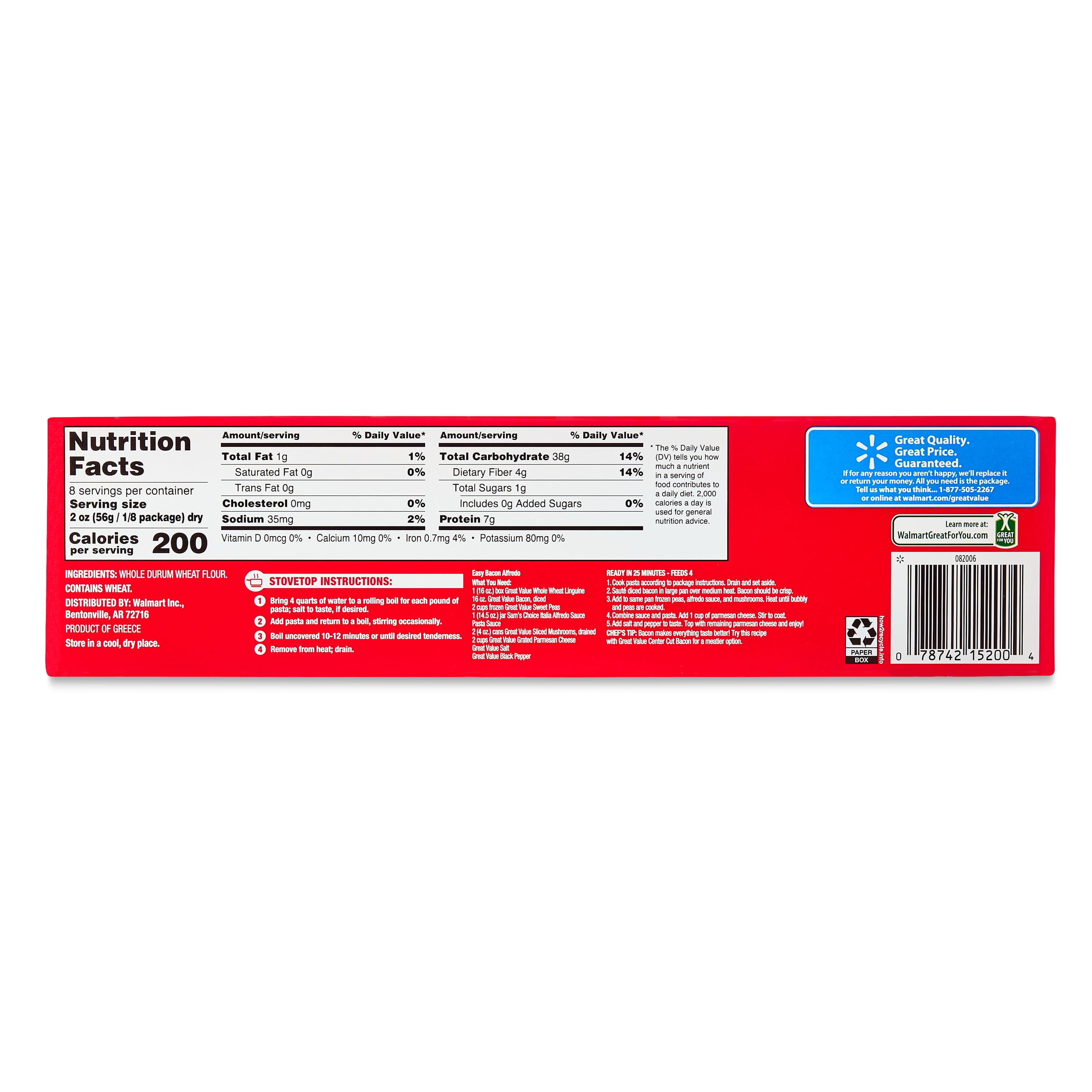 Great Value Whole Wheat Linguine, 16 oz