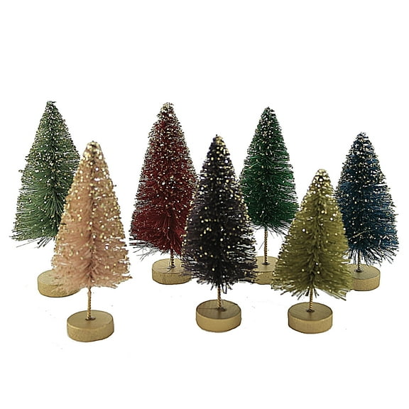 Bethany Lowe 4.25In Jewel-Tone Mini Bottle Brush, Plastic, Trees Glittered Gold Lc0664