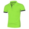 thumbnail image 5 of Men's Shirts, Mens Collared Shirts Short Sleeve Casual Golf Shirt Contrast Trim Button Placket Athletic Summer Work Top Travel Wear Green XL, 5 of 8