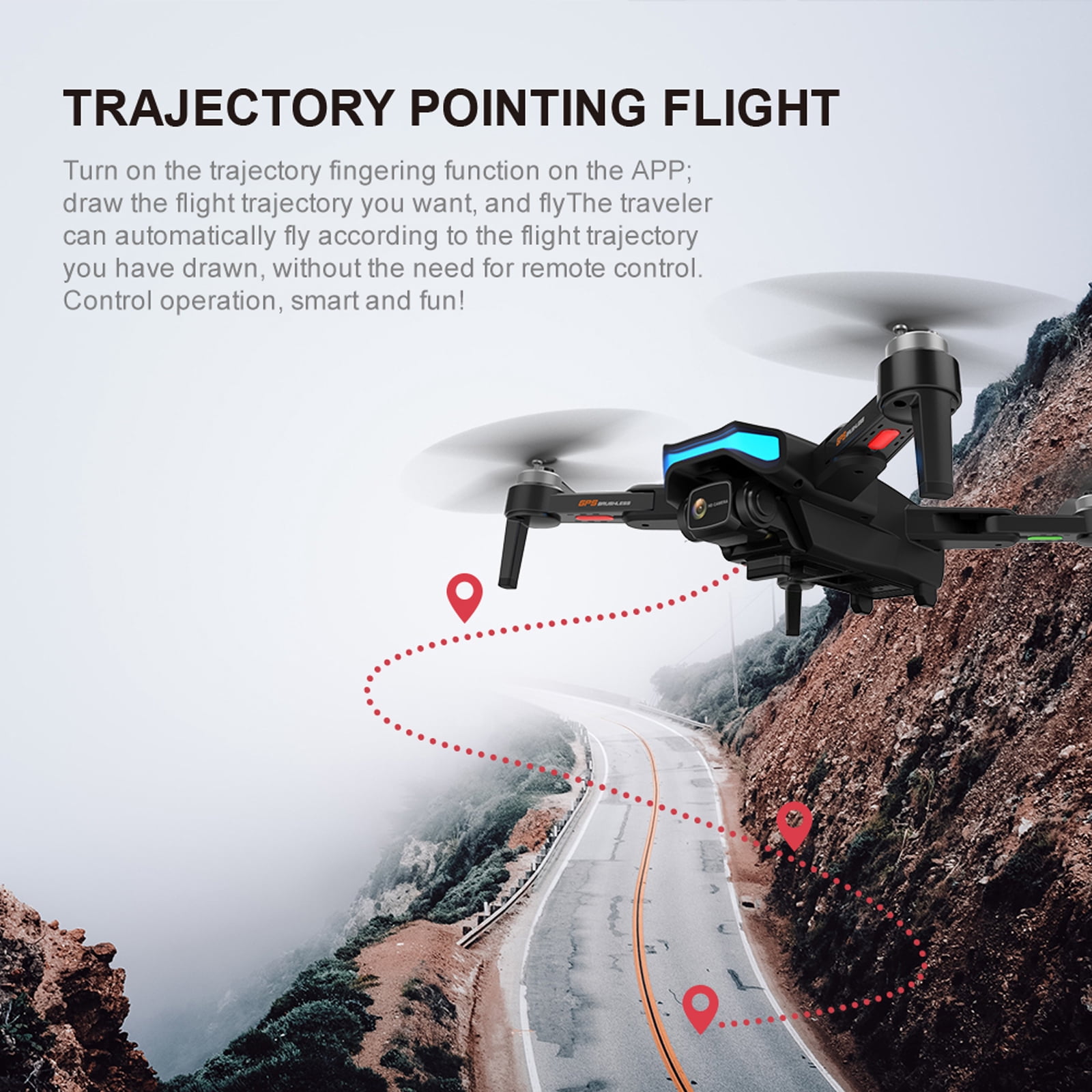 DEMi F188 Drone with 6K Wide-angle Dual Camera for Adults, GPS Auto Return Home, Brushless Foldable Remote Control, Gesture Photo Video, 5G Wifi FPV Quadcopter with 2 Batteries and Carrying Case