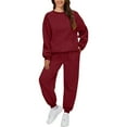 thumbnail image 2 of Pyhlmscde Women's Solid Color Long Sleeve Sweatsuit, Winter Clothes for Women, Fall Outfits for Women, Sweatsuits Women 2 Piece Outfit, 2 of 6