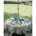 thumbnail image 2 of Outdoor Tablecloth with Umbrella Hole, Coastal Octopus Spillproof Waterproof Outdoor Table Cover, Vintage Summer Beach Coral Ocean Patio Tablecloths for Party/Garden/Picnic, Round 60 inch, 2 of 9