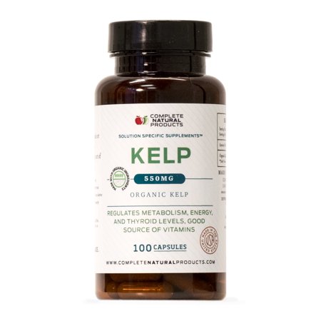 Organic Sea Kelp - Organic Sea Kelp Powder Supplement - 550mg Capsules 100 Pills Powdered Raw Seaweed & Thyroid Support Supplement