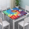 thumbnail image 3 of Colorful Rainbow Tie Dye Spiral Pattern Square Fitted Tablecloth with Elastic Edge,Square Table Cover,Washable Elastic Table Cover for Home Kitchen Party Decor 36"x36", 3 of 6