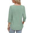 thumbnail image 6 of Yigetop 3/4 Length Sleeve Womens Tops, Womens Tops 3/4 Sleeve with Buttons Casual Blouses Summer Outfits Beach Vacation Plus Size Spring Clothes Womens Tops Green L, 6 of 7