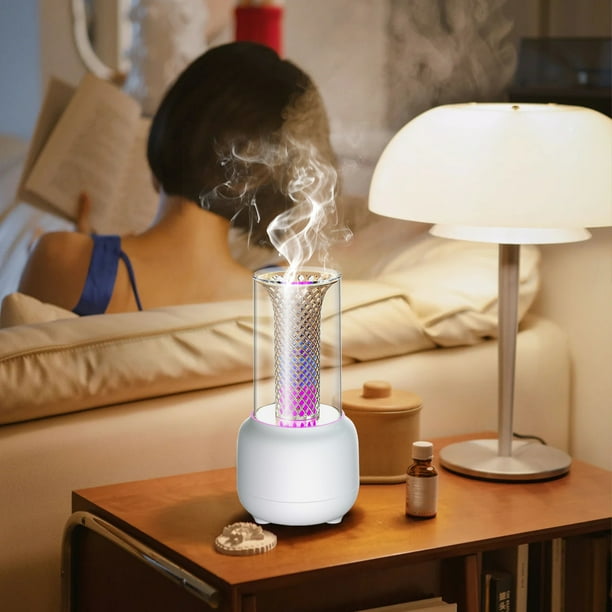 Humidificador difusor ultrasónico de aromaterapia con niebla fría de 150 ml de capacidad Difusor de aceite esencial blanco / negro de 7.8 "con temporizador de luz LED para oficina en casa
