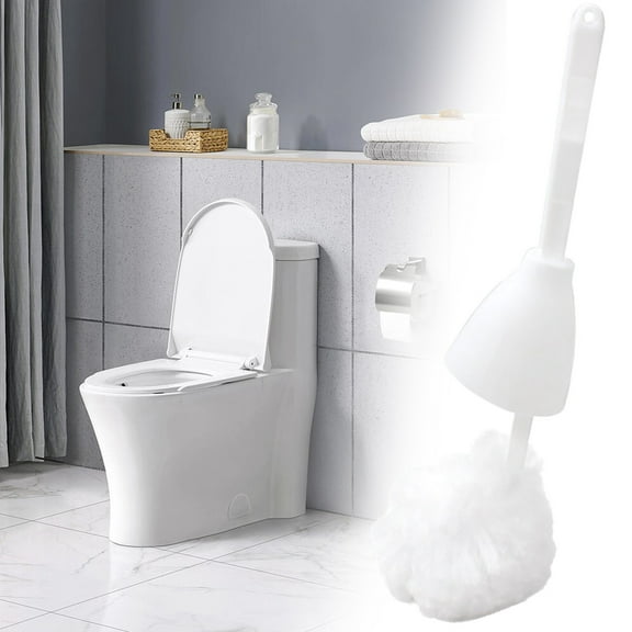 PLJFXXM 5 Pcs White Soft Swab Toilet Mops for Bathroom, Brushes with Long Handles, Toilet Cleaning Wand Scrubber