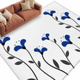 thumbnail image 2 of Area Rug for Living Room, Blue Flowers Non-Slip Indoor Large Carpet for Bedroom/Dining Room, Spring Modern Simple Botanical Floral Plants Washable Low-Profile Rectangle Floor Runner Rugs - 5 x 7 Ft, 2 of 7