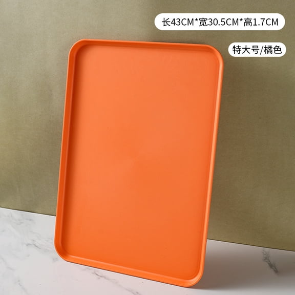 suxuMhao Serving Trays - 1 Pack Orange Wheat Straw Tray, 16.9×12×0.6IN Food Tray for Coffee Table, Durable Serving Platters & Kitchen Tray Perfect for Party Gatherings,XL Size