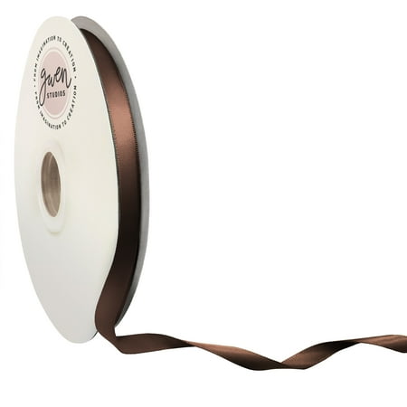 UPC: 0810056349660 | Brown Double Faced Satin Ribbon for Crafts  3/8  x 100 Yards by Gwen Studios
