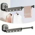thumbnail image 2 of Étagère de Séchage Murale Rétractable, Étagère à Lessive Extensible en Aluminium avec Ventouses et Crochets pour un Rangement Efficace et Peu Encombrant, 2 of 5