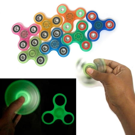 1 Tri-Spinner Fidget Glow In Dark Spin Toy EDC Hand Finger Spinner Focus